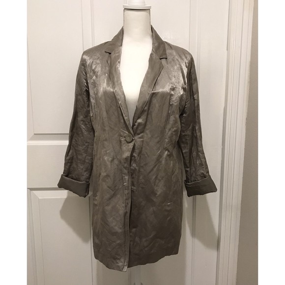 Eileen Fisher Women’s One Button Blazer Gray Metallic Stretch Lined Siz… - Picture 4 of 13